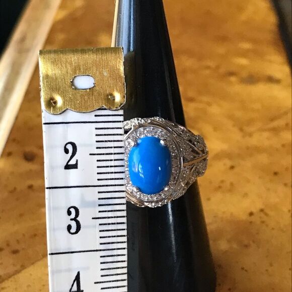 Natural Ceruleite Sterling Silver Leaf Ring - Picture 8 of 8